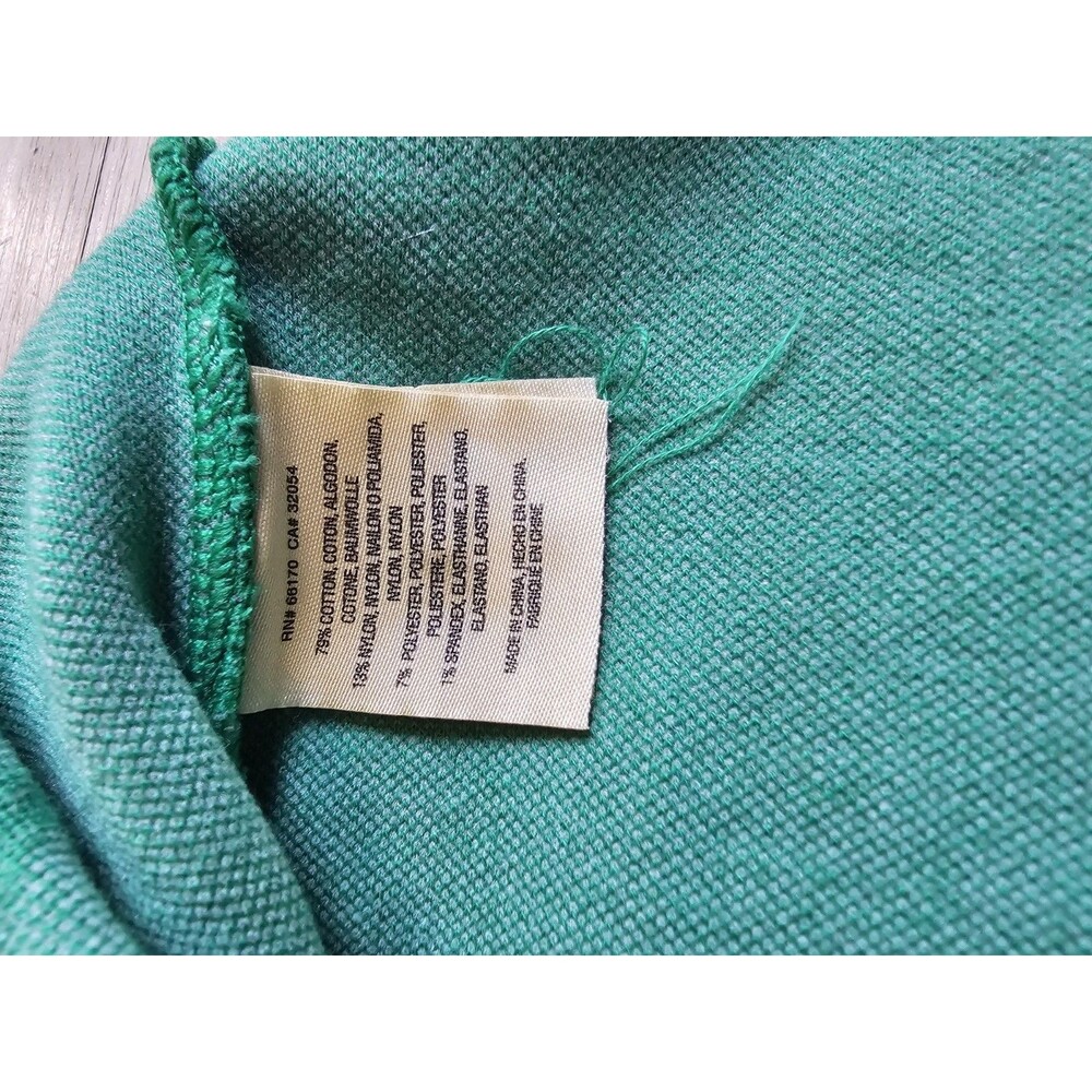 Moth by Antropologie Kelly Green Floral Embossed Cuff Sleeve Cropped Sweater M - Picture 7 of 8